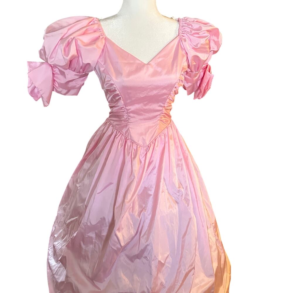 Vintage pink coquette prom 70s dress